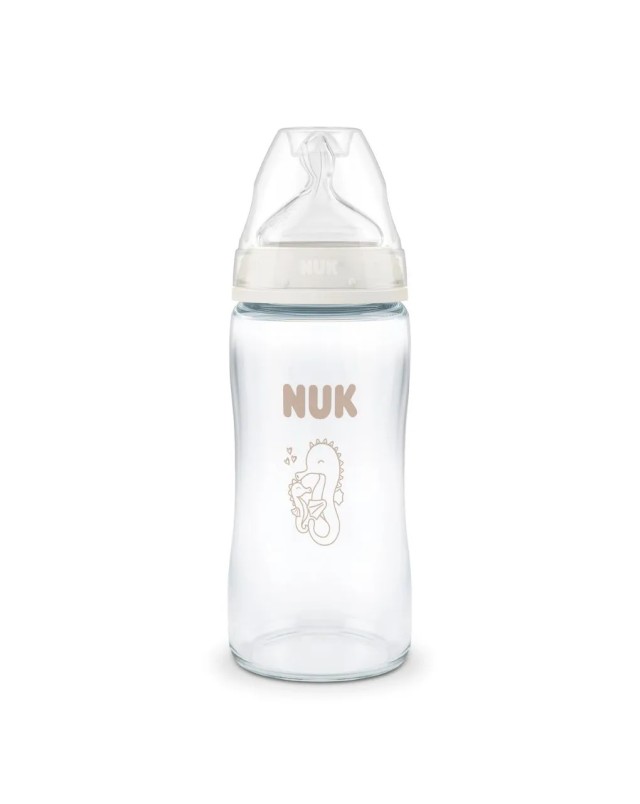 Nuk Perfect Match Ιππόκαμπος για 3m+ Γυάλινο Μπιμπερό με Θηλή Σιλικόνη &hellip;