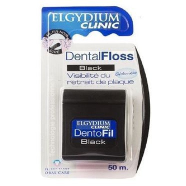Elgydium Dental Floss Black Κηρωμενο Με Χλωρεξιδινη 50m