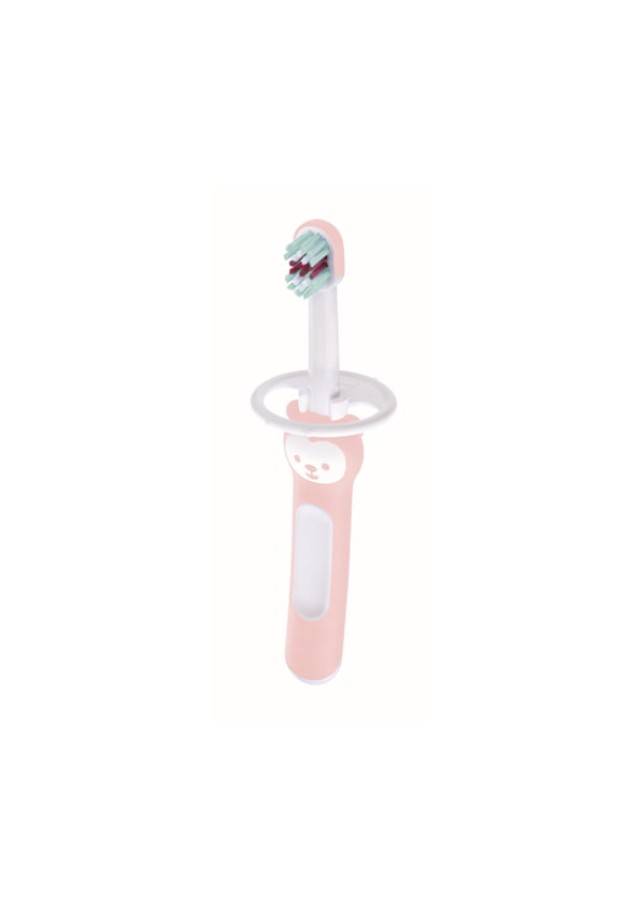 Mam Baby's Brush Βρεφική Οδοντόβουρτσα με Λαβή Αρκουδάκι για 6m+ Απαλό Ροζ 1 Τεμάχιο [606G]