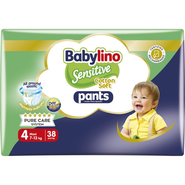 Πάνες Βρακάκι Babylino Pants Cotton Soft Unisex No4 Maxi [7-13kg] 38 Π &hellip;
