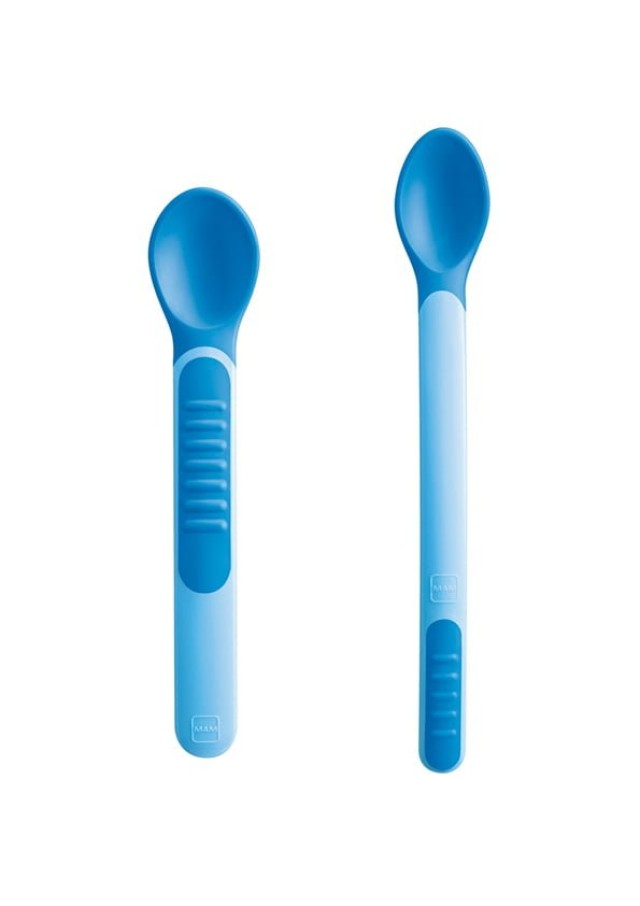 Mam Heat Sensitive Spoons & Cover Θερμοευαίσθητα Κουταλάκια για 6m+ με Θήκη Γαλάζιο - Μπλε 2 Τεμάχια [513B]