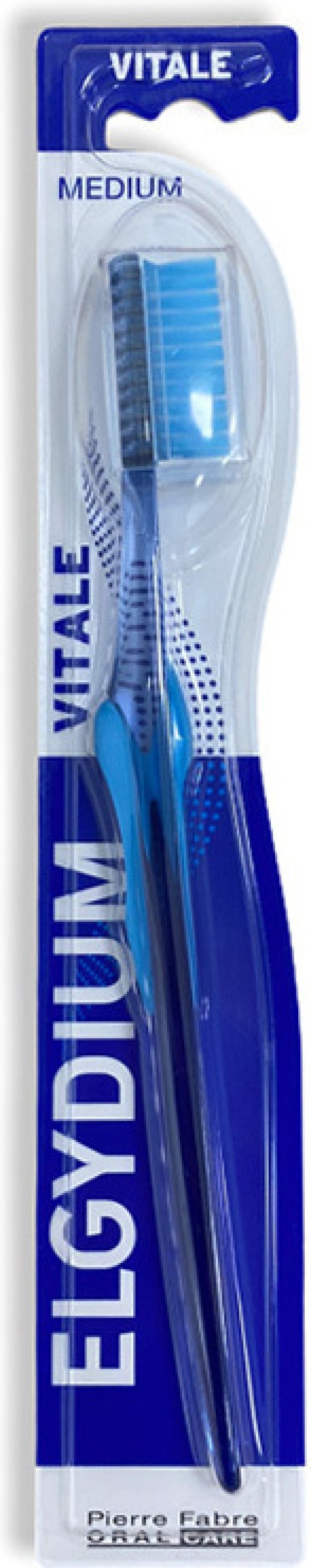 Elgydium Vitale Medium Οδοντόβουρτσα με Αντιολισθητική Λαβή Μέτρια Χρώμα:Μπλε 1 Τεμάχιο
