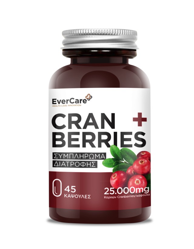 EverCare Cranberries 25.000mg Συμπλήρωμα Διατροφής για το Ουροποιητικό Σύστημα 45 Κάψουλες