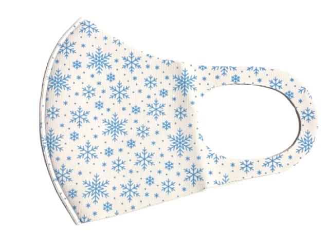 Χριστουγεννιάτικη Υφασμάτινη Μάσκα Ενηλίκων Λευκή με Μπλε Χιονονιφάδα Classic 1 Τεμάχιο