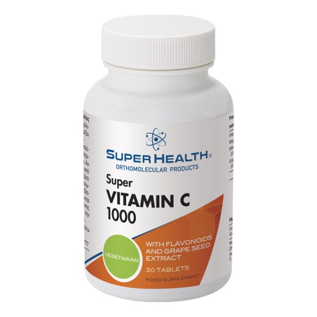Super Health Super Vitamin C 1000 Συμπλήρωμα Διατροφής για την Θωράκιση του Ανοσοποιητικού Συστήματος, Καρδιάς & Αγγείων 30 Ταμπλέτες