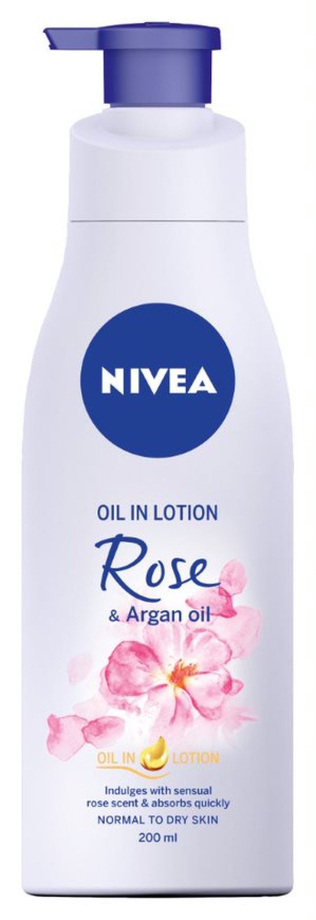 Nivea Oil In Lotion Rose & Argan Ενυδατική Λοσιόν Σώματος για Κανονικές - Ξηρές Επιδερμίδες με Αντλία 200ml