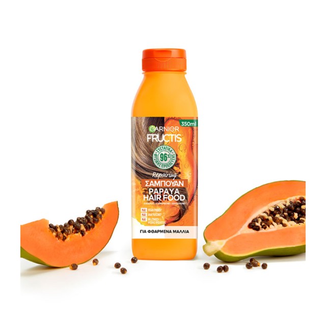 Garnier Fructis Repairing Papaya Hair Food Vegan Σαμπουάν για Φθαρμένα Μαλλιά 350ml