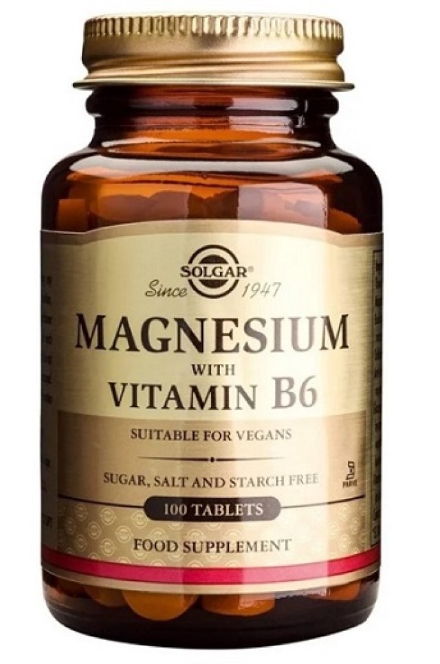 Solgar Magnesium + B6 Συμπλήρωμα Διατροφής για το Νευρικό & Μυϊκό Σύστημα 100 Ταμπλέτες