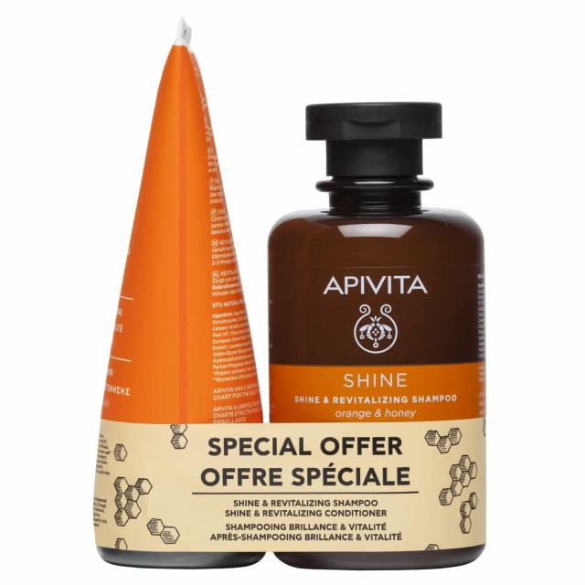 Apivita PROMO Shine Σαμπουάν για Λάμψη και Αναζωογόνηση με Πορτοκάλι & Μέλι 250ml - Conditioner για Λάμψη 150ml σε Ειδική Τιμή
