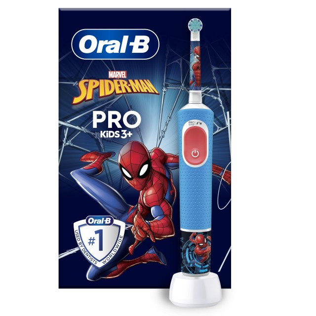 Oral B Kids Vitality Pro Spiderman Ηλεκτρική Οδοντόβουρτσα για Παιδιά 3+ Ετών Γαλάζιο 1 Τεμάχιο