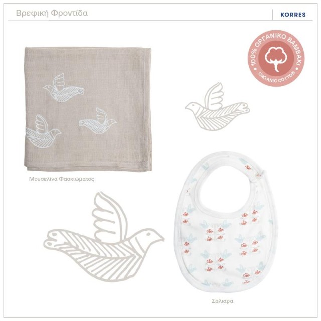 Korres SET Babys First Walk Μουσελίνα Φασκιώματος 1 Τεμάχιο - Σαλιάρα …
