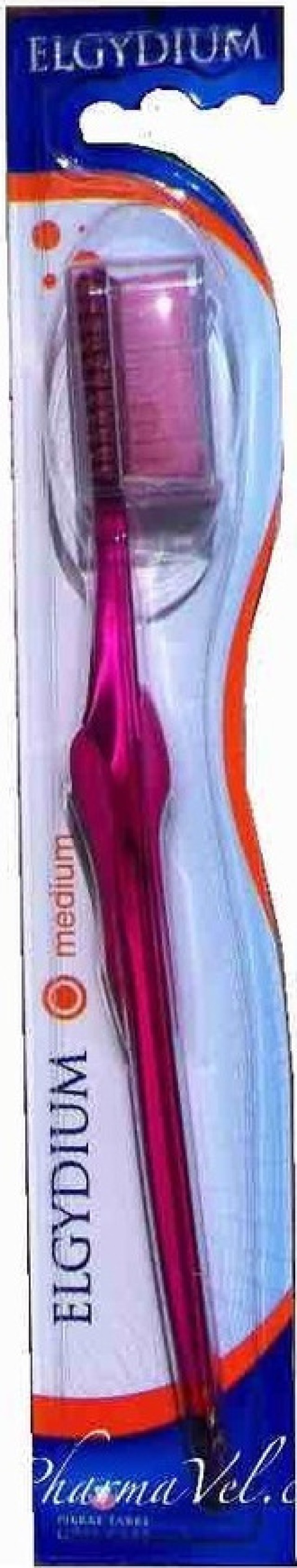 Elgydium Vitale Medium Οδοντόβουρτσα με Αντιολισθητική Λαβή Μέτρια Χρώμα:Ροζ 1 Τεμάχιο