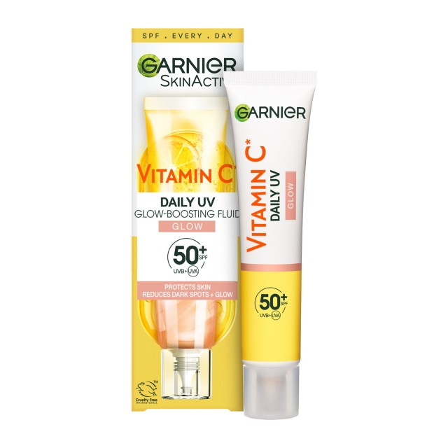 Garnier Skin Active Face SPF50+ Glow Αντηλιακή Κρέμα Προσώπου Λάμψης Λεπτόρρευστης Υφής με Χρώμα 40ml