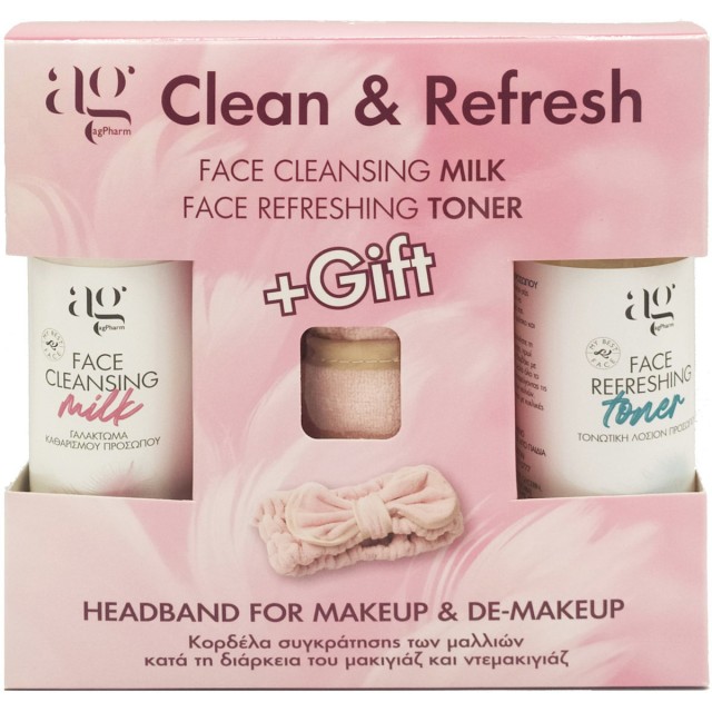 Ag Pharm PROMO Clean & Refresh Face Cleansing Milk 200ml & Face Refreshing Toner 200ml & Δώρο Κορδέλα Μαλλιών Ροζ 1 Τεμάχιο