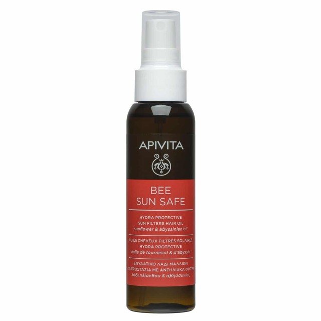 Apivita Bee Sun Safe Hydra Protective Hair Oil Ενυδατικό Λάδι για τα Μαλλιά με Αντηλιακά Φίλτρα Ηλίανθου και Αβησσυνίας 100ml