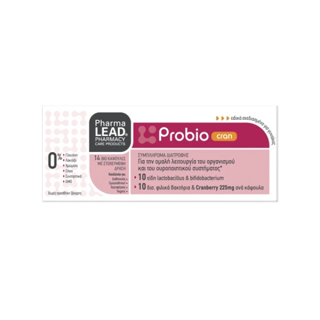 PharmaLead Probio Cran Συμπλήρωμα Διατροφής με Προβιοτικά 14 Bio Κάψουλες