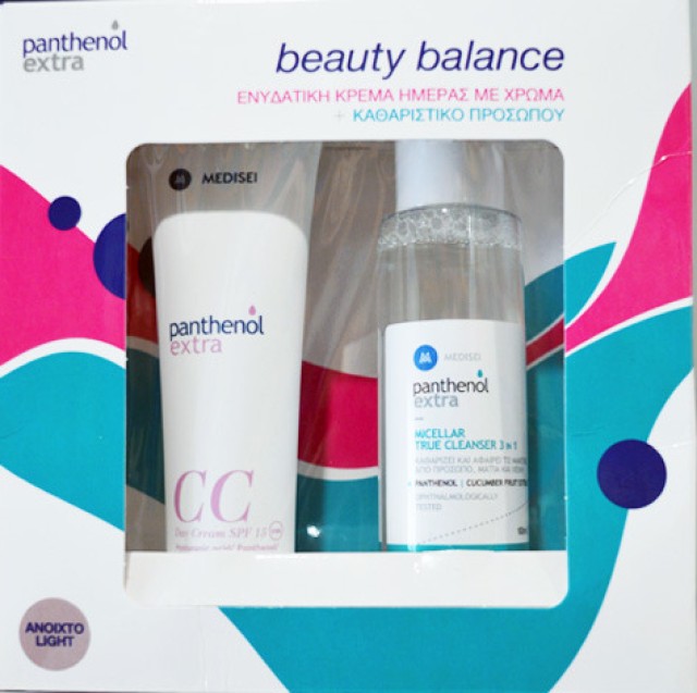 Medisei Panthenol Extra PROMO CC Day Cream SPF15 Light Shade Ενυδατική Κρέμα Προσώπου με Χρώμα Ανοιχτή Απόχρωση 50ml - Panthenol Extra Micellar True Cleanser 3 in 1 Νερό Καθαρισμού Προσώπου 100ml