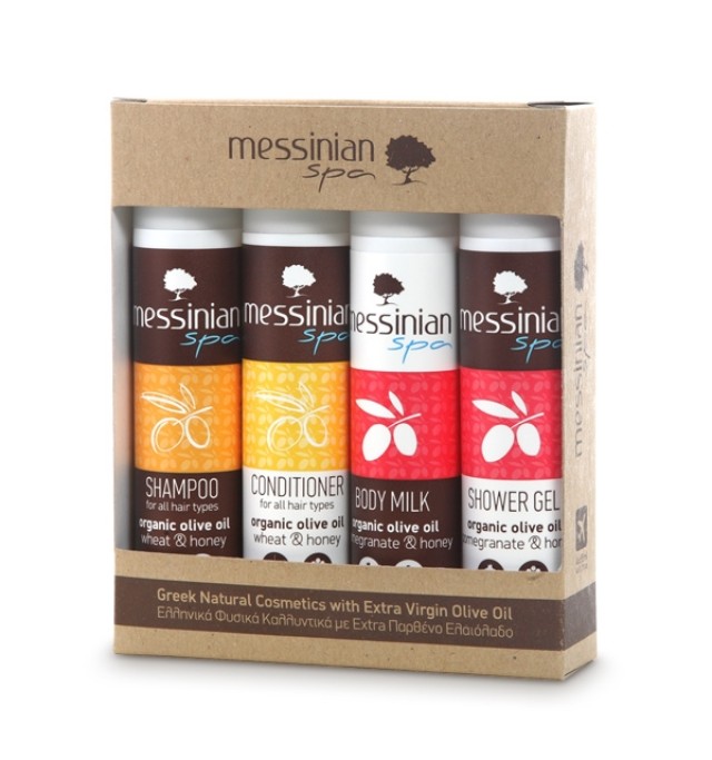 Messinian Spa PROMO Shower Gel Pomegranate & Honey - Shampoo Wheat & Honey - Body Milk Pomegranate & Honey - Conditioner Wheat & Honey 4x55ml