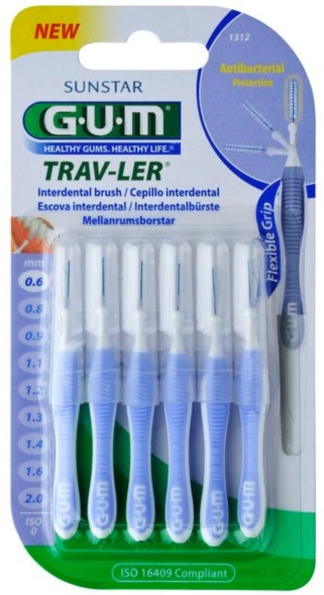 Sunstar GUM Trav-Ler Cylindrical 0.6mm Μεσοδόντια Βουρτσάκια 6 Τεμάχια …