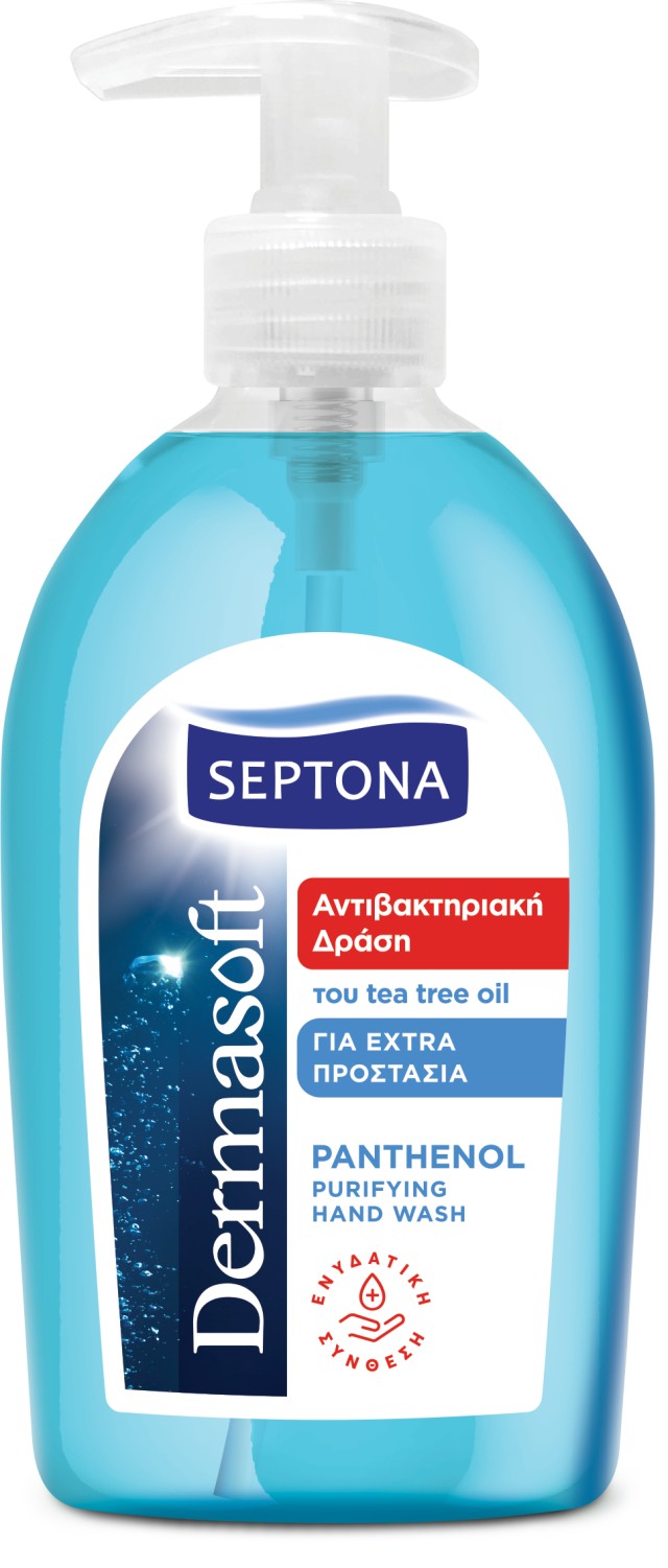 Septona DermaSoft Hand Wash Υγρό Σαπούνι Χεριών με Αντιβακτηριακή Δράση Πανθενόλη 600ml με Αντλία