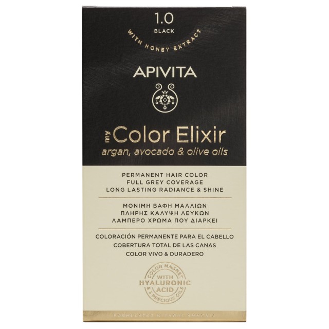 Apivita My Color Elixir No1.0 Μαύρο Κρέμα Βαφή Σε Σωληνάριο 50ml - Ενεργοποιητής Χρώματος 75ml
