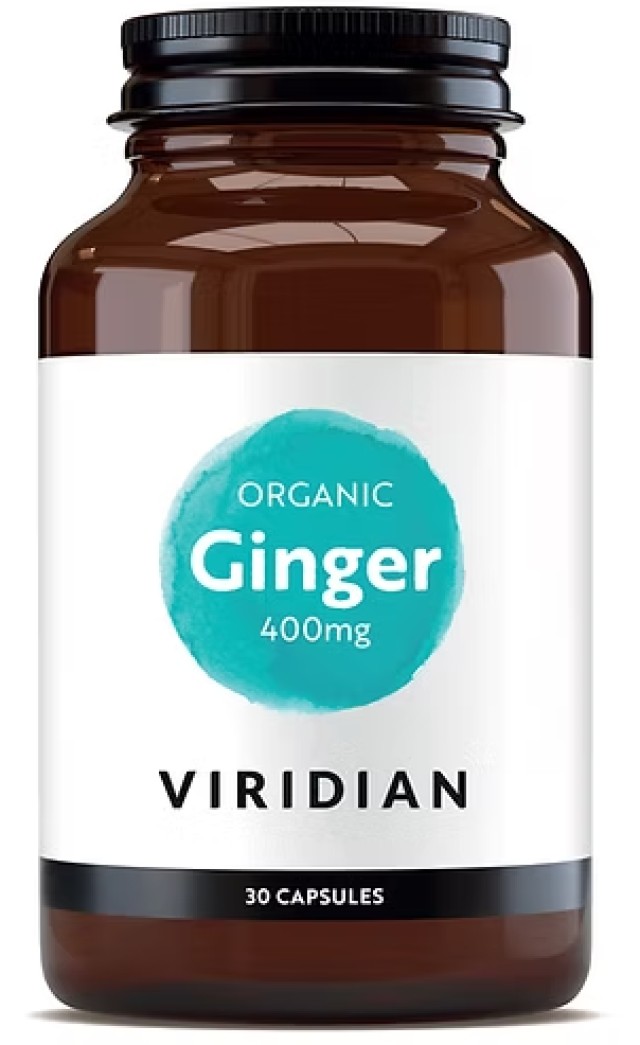 Viridian Organic Ginger 400mg Συμπλήρωμα Τζίντζερ για την Ναυτία 30 Κά …