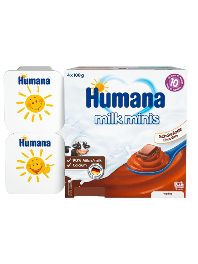 Humana Milk Minis Επιδόρπιο Γιαουρτιού με Γεύση Σοκολάτα για 10m+ 4x100gr