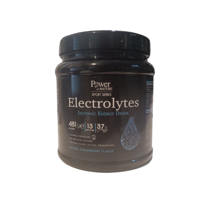 Power of Nature Electrolytes Isotonic Energy Drink Συμπλήρωμα Διατροφής Με Ηλεκτρολύτες Γεύση Φράουλα 481gr