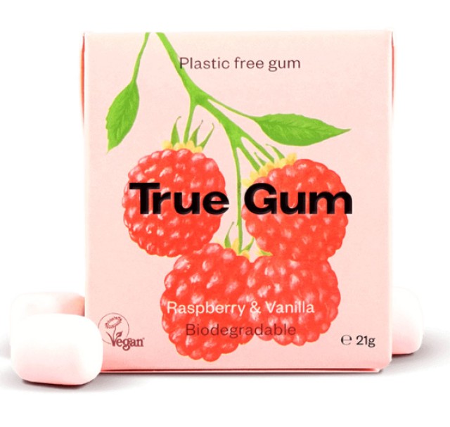 True Gum Rasberry & Vanilla Sugar Free Φυσικές Τσίχλες με Γεύση Βατόμο …