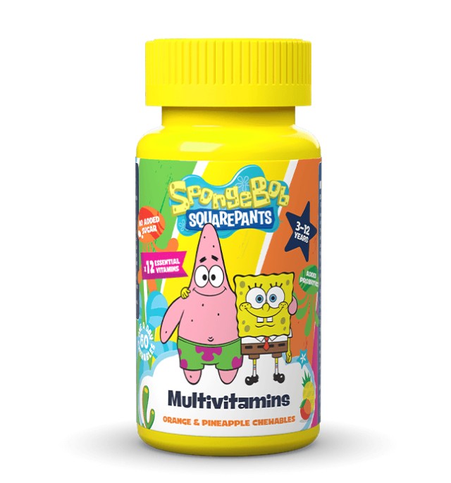 Nickelodeon SpongeBob Multivitamin Παιδικό Συμπλήρωμα Διατροφής με Γεύση Πορτοκάλι - Ανανά για 3-12 Ετών 60 Μασώμενες Ταμπλέτες