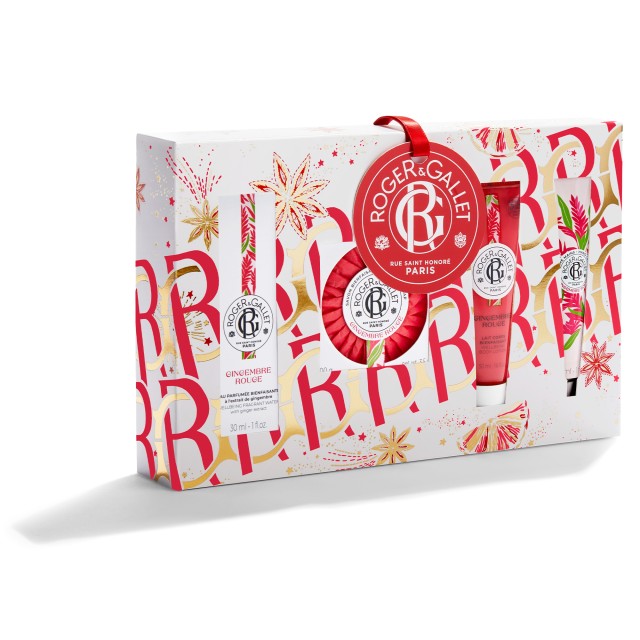 Roger & Gallet PROMO Gingembre Rouge Pink Raspberry Eau de Perfume 30ml - Perfumed Soap 100gr - Body Lotion 50ml - Hand Cream 30ml