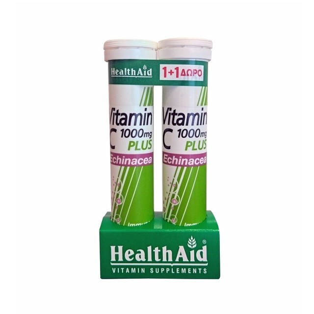 Health Aid PROMO Vitamin C 1000mg Plus Echinachea Immune Support για την Ενίσχυση του Ανοσοποιητικού  1+1 ΔΩΡΟ 2x20 Αναβράζοντα Δισκία