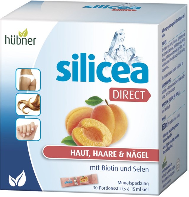 Hubner Silicea Direct Συμπλήρωμα Διατροφής για την Υγεία του Δέρματος των Μαλλιών & των Νυχιών με γεύση Βερίκοκο 30 φακελίσκοι των 15ml
