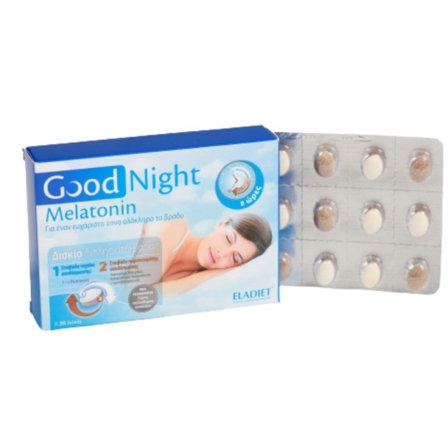 Eladiet Good Night Melatonin Συμπλήρωμα Διατροφής Για Την Αϋπνία 30 Ταμπλέτες