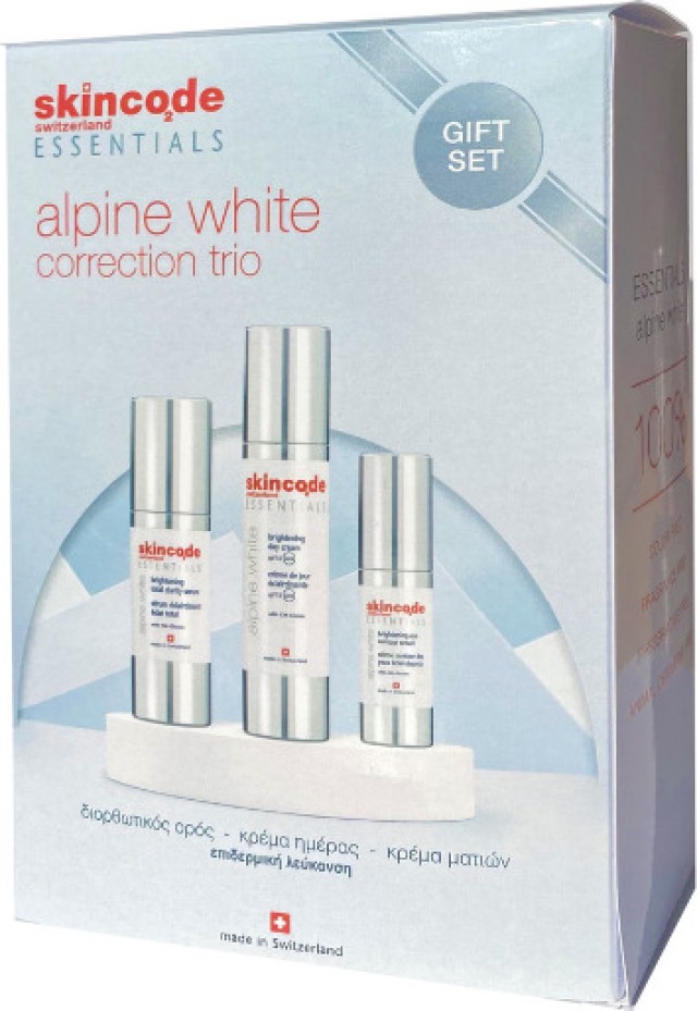 Skincode PROMO Essentials Alpine White Correction Trio Brightening Serum 30ml - Brightening Day Cream SPF15 50ml - Brightening Eye Contour Cream 15ml