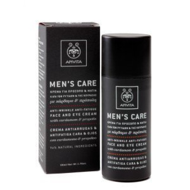 Apivita Mens Care Ανδρική Αντιρυτιδική Κρέμα για Πρόσωπο & Μάτια με Κά …