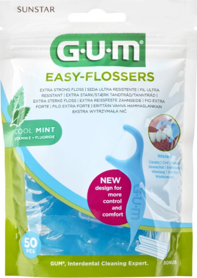 Gum Easy Flossers 890 Οδοντικό Νήμα σε Διχάλες Cool Mint Ελαφρώς Κερωμ …