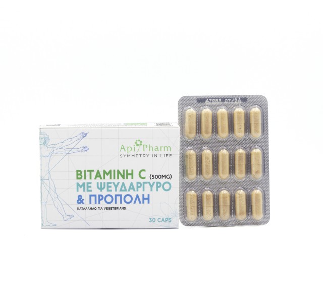 ApiPharm Βιταμίνη C 500mg με Ψευδάργυρο & Πρόπολη Συμπλήρωμα Διατροφής για την Καλή Λειτουργία του Ανοσοποιητικού Συστήματος 30 Κάψουλες