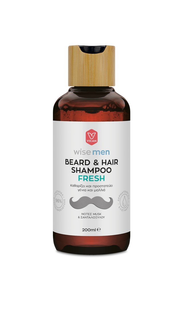 Vican Wise Men Beard & Hair Shampoo Fresh Σαμπουάν για τα Mαλλιά και τη Γενειάδα 200ml