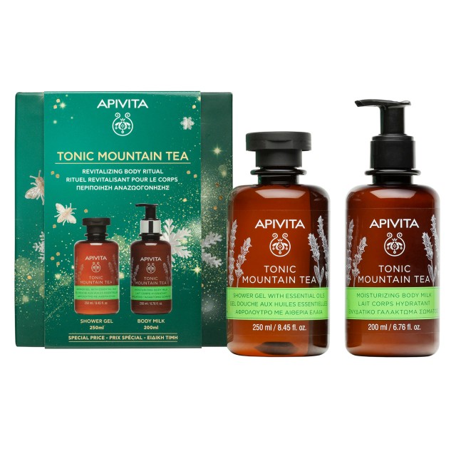 Apivita PROMO Tonic Mountain Tea Αφρόλουτρο με Αιθέρια Έλαια 250ml & Ενυδατικό Γαλάκτωμα Σώματος 200ml Apivita PROMO Tonic Mountain Tea Αφρόλουτρο με Αιθέρια Έλαια 250ml & …
