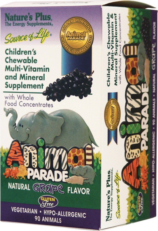 Natures Plus Animal Parade Grape Πολυβιταμινούχο Παιδικό Συμπλήρωμα Διατροφής 90 Κάψουλες