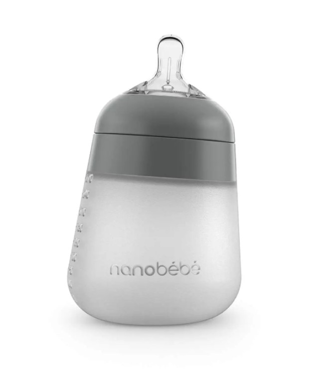 Nanobebe Advanced Flexy Bottle Μπιμπερό Σιλικόνης για 0m+ Γκρι με Θηλή Αργής Ροής 270ml