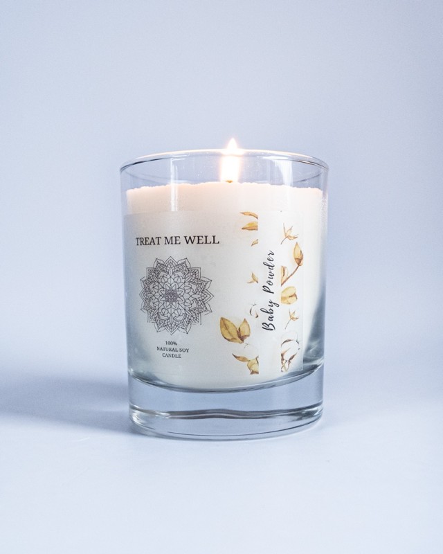 Treat me Well Candle Baby Powder Κερί Σόγιας με Αρωματικό Έλαιο Πούδρα …