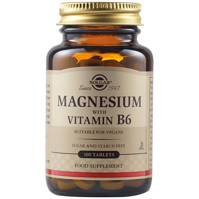 Solgar Magnesium + B6 Συμπλήρωμα Διατροφής για το Νευρικό & Μυϊκό Σύστημα 100 Ταμπλέτες Solgar Magnesium + B6 Συμπλήρωμα Διατροφής για το Νευρικό & Μυϊκό Σύστ …