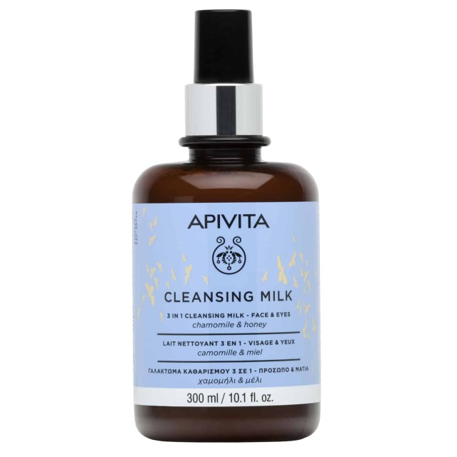 Apivita Cleansing Milk Γαλάκτωμα 3 σε 1 για Πρόσωπο & Μάτια με Χαμομήλι & Μέλι 300ml