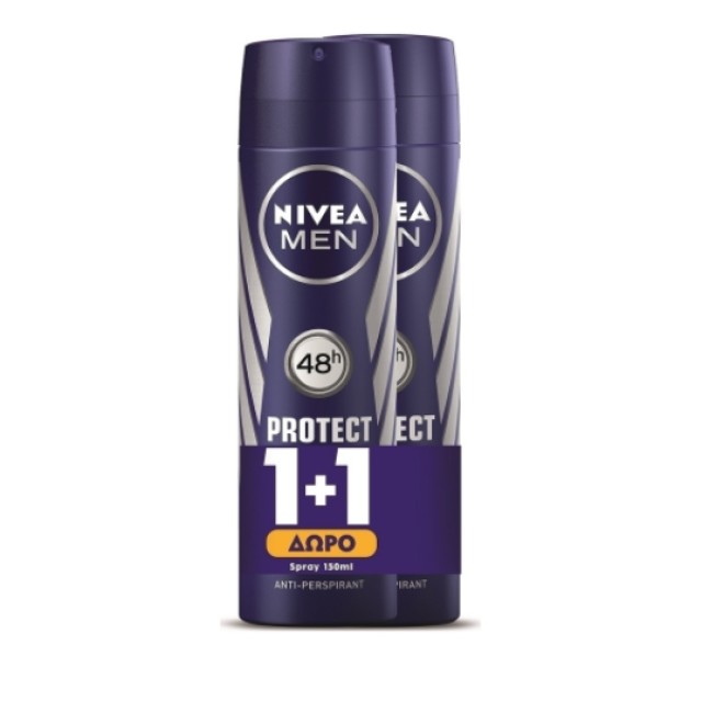 Nivea Men PROMO Protect Quick Dry Ανδρικό Αποσμητικό Spray 48ωρης Προστασίας 2x150ml 1+1 ΔΩΡΟ