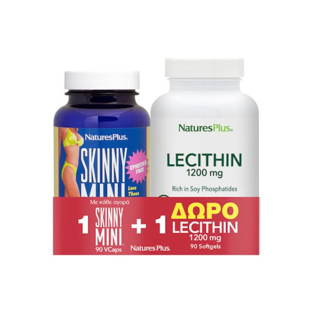 Nature's Plus PROMO Skinny Mini 90 Φυτικές Κάψουλες & ΔΩΡΟ Lecithin 1200mg 90 Μαλακές Κάψουλες