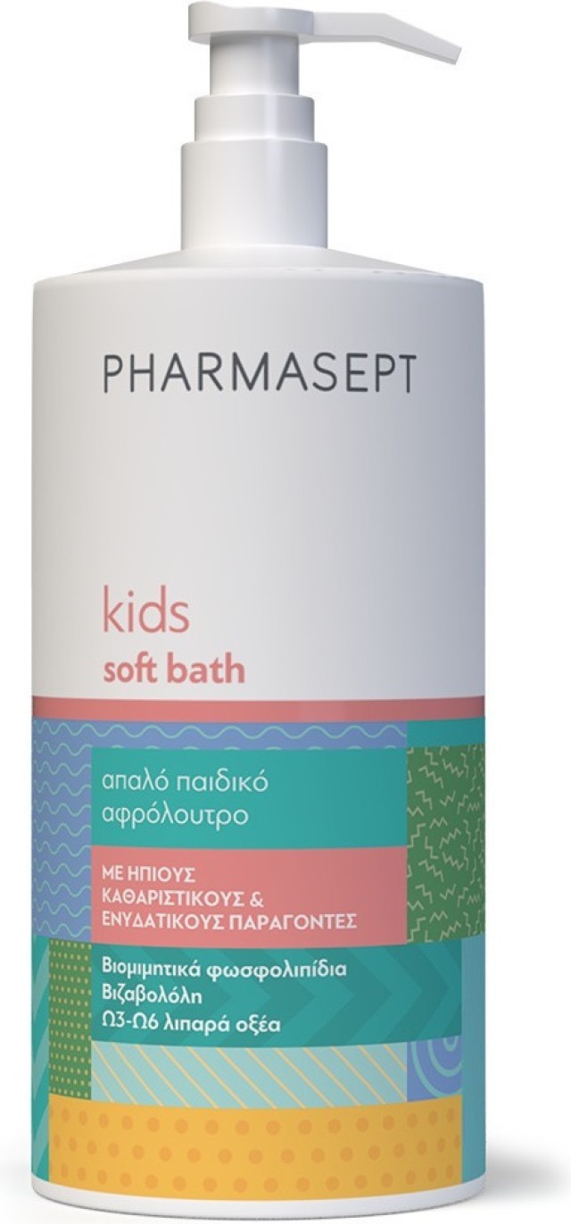 Pharmasept Kids Soft Bath Απαλό Παιδικό Αφρόλουτρο με Ήπιους Καθαριστικούς Παράγοντες 1lt Νέα Συσκευασία
