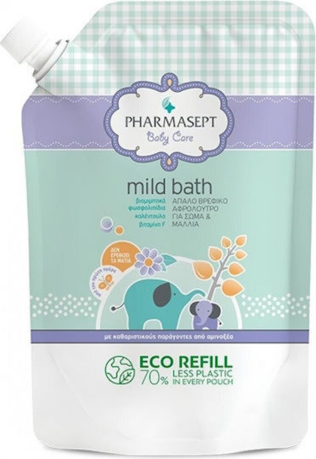 Pharmasept Baby Care Mild Bath Απαλό Βρεφικό Αφρόλουτρο 900ml Refill