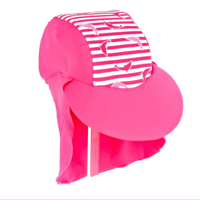 Jakabel Girls Surfit Motif Dolphins Rose/Blanc Καπέλο Ροζ UV50+ 2-6 Ετών